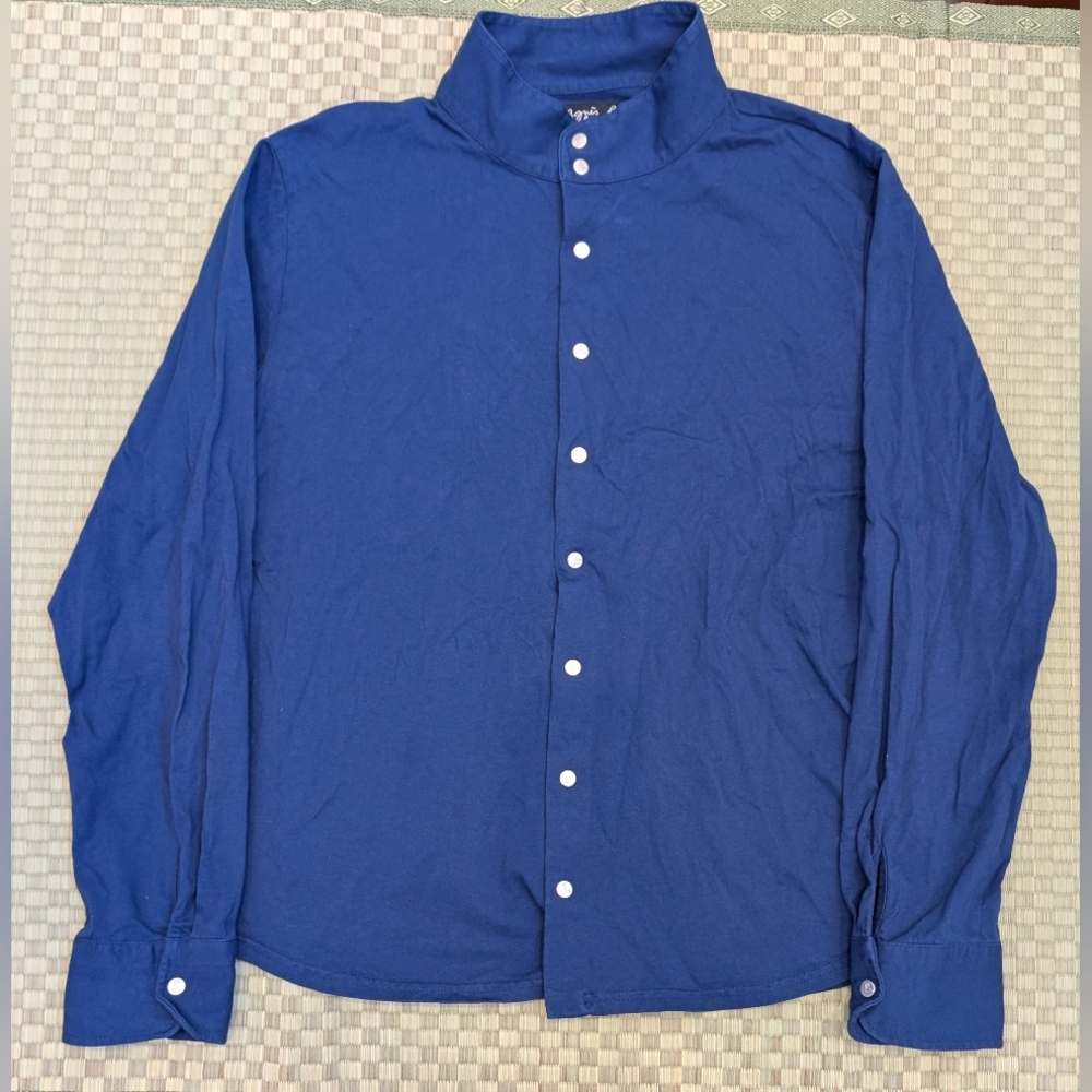 Agnes B. Cotton Jersey Romeo Shirt Blue Men's Size 3 Made in Portugal
